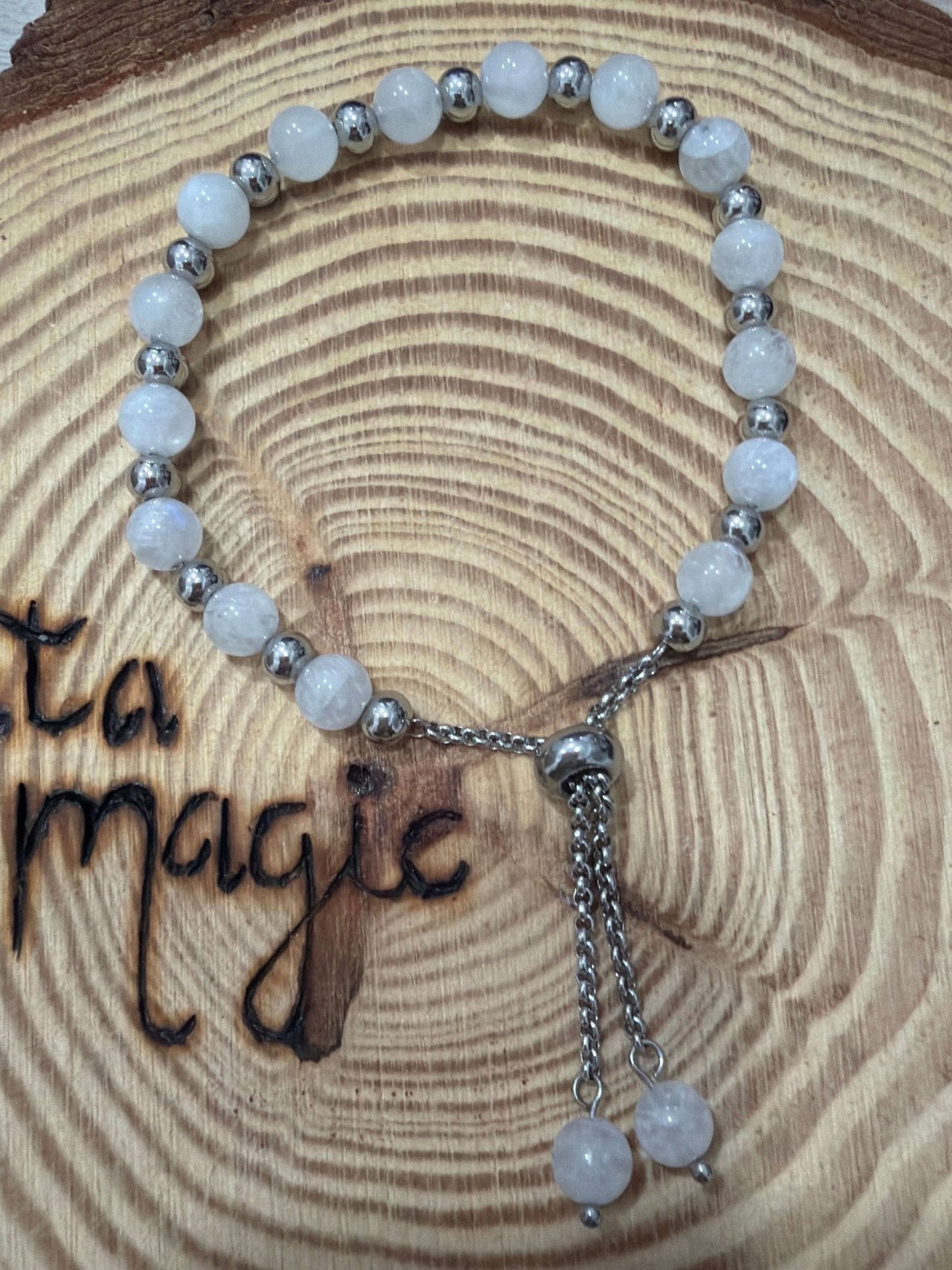pulsera piedra luna acero JoyeriamineralespulserasTienda esotérica Málaga - La Tienda de Tata Magic: tienda Esotérica en Málaga