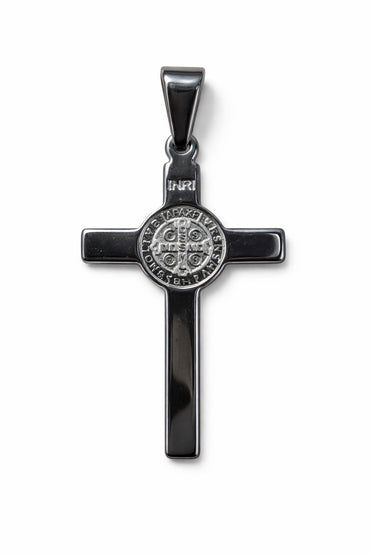 Colgante Cruz Católica Acero San Benito - Protección Espiritual Joyería EspiritualTienda esotérica Málaga - La Tienda de Tata Magic: tienda Esotérica en Málaga
