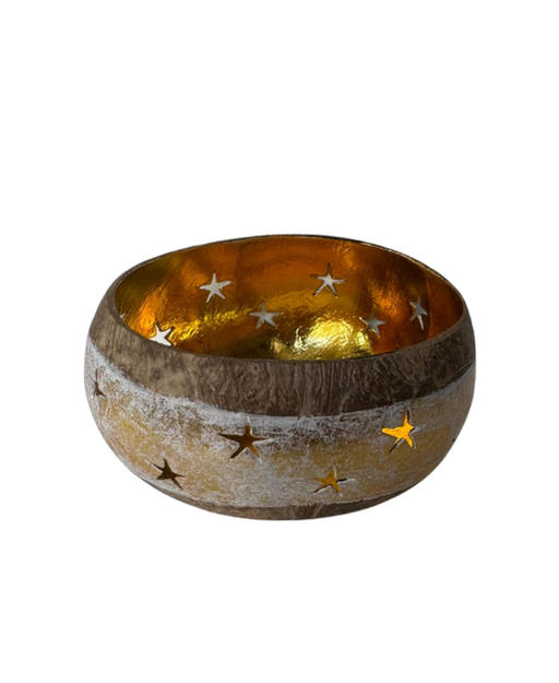 Cuenco Coco Blanco Estrellas, para Encantamiento de Hierbas
