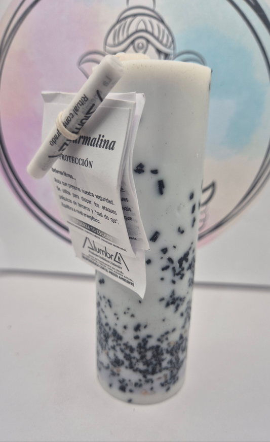 Velón Mineral Turmalina (Limpieza) Cera Vegetal