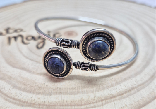 Brazalete de Lapislázuli de Alpaca - Joyería Étnica