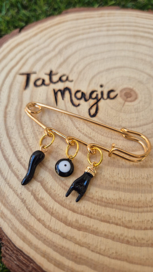 Alfiler 3 Poderes Negro -Amuleto de Protección/ Edición limitada.