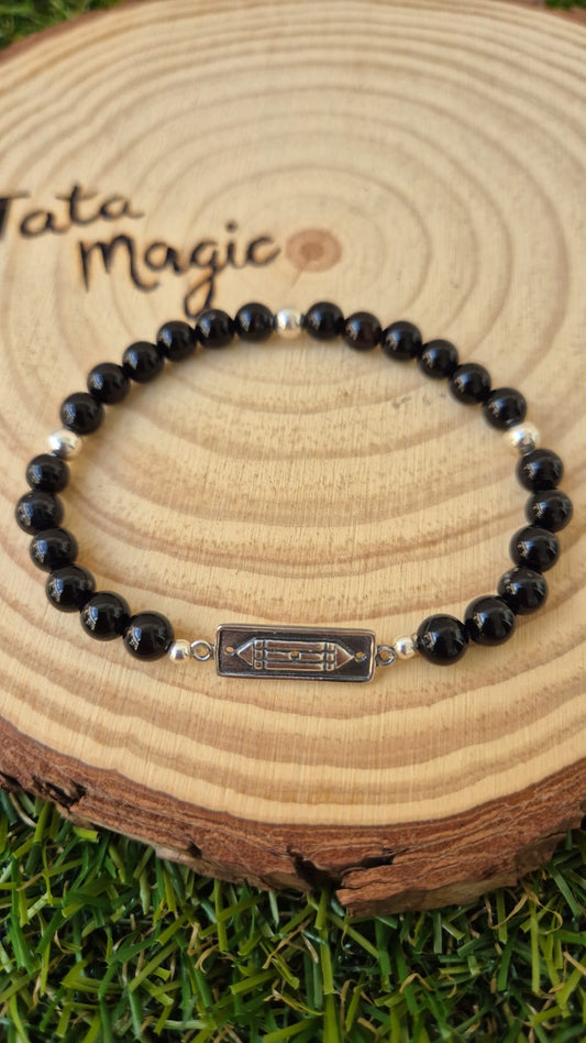 Pulsera Atlante de Plata y Turmalina Consagrada - Protección y Equilibrio Energético