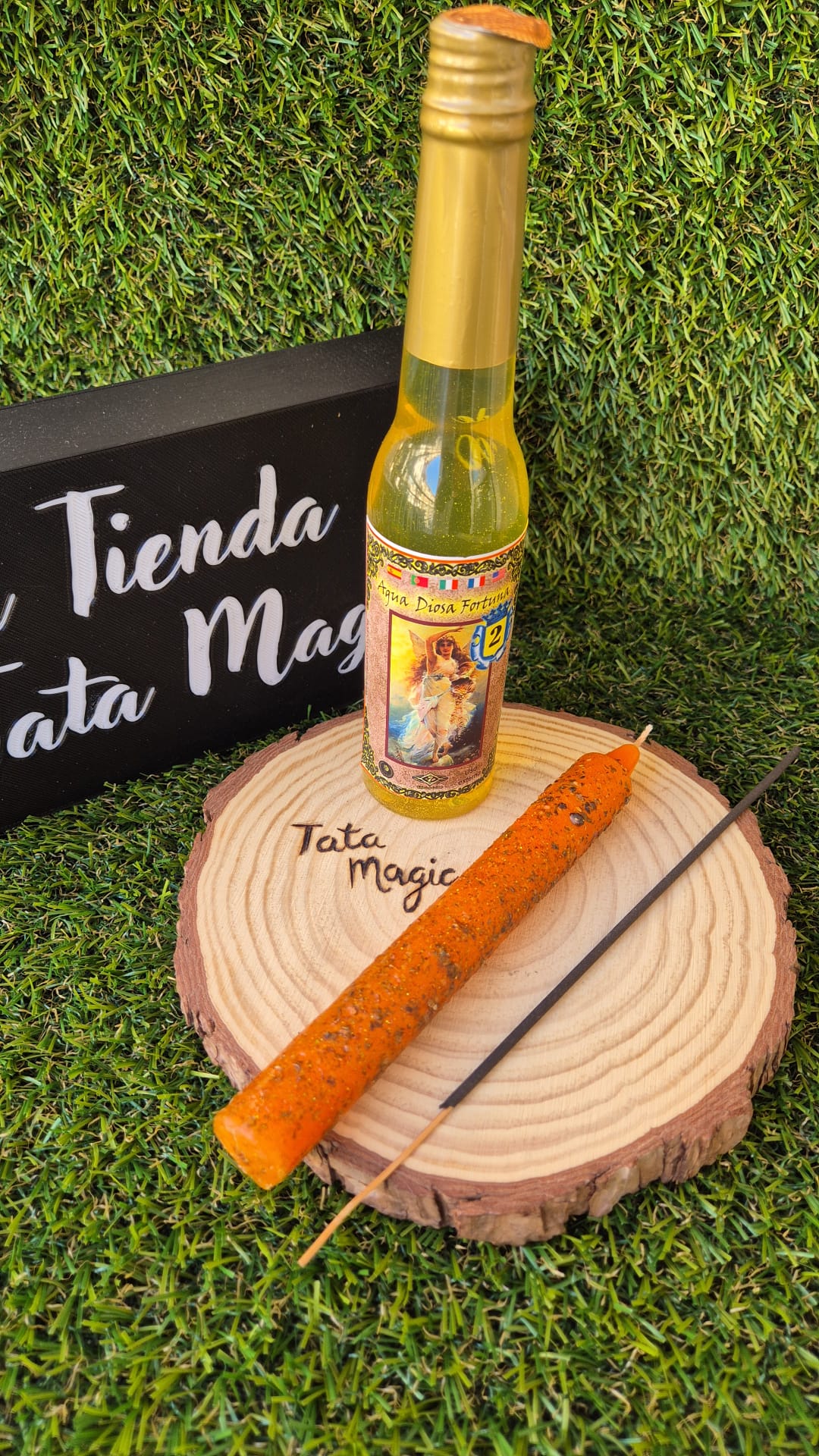Pack Diosa Fortuna Agua de Ritual + Vela Herbórea de 7 Llaves - Ritual de Suerte, Abundancia y Prosperidad