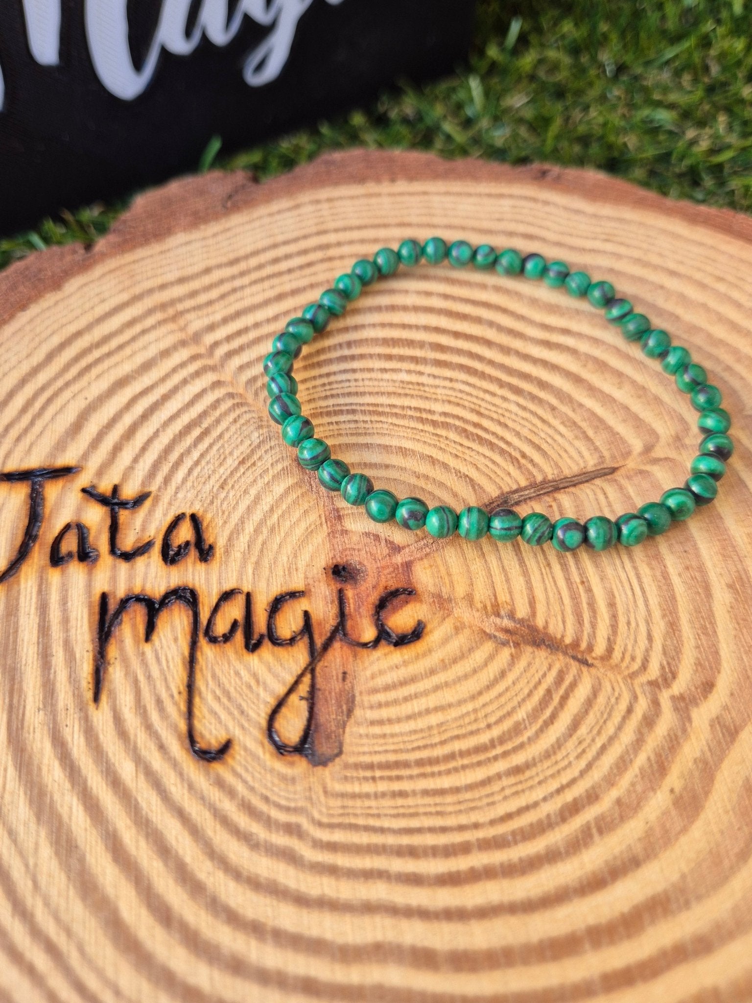 Pulsera Malaquita 4 mm JoyeriamineralespulserasTienda esotérica Málaga - La Tienda de Tata Magic: tienda Esotérica en Málaga
