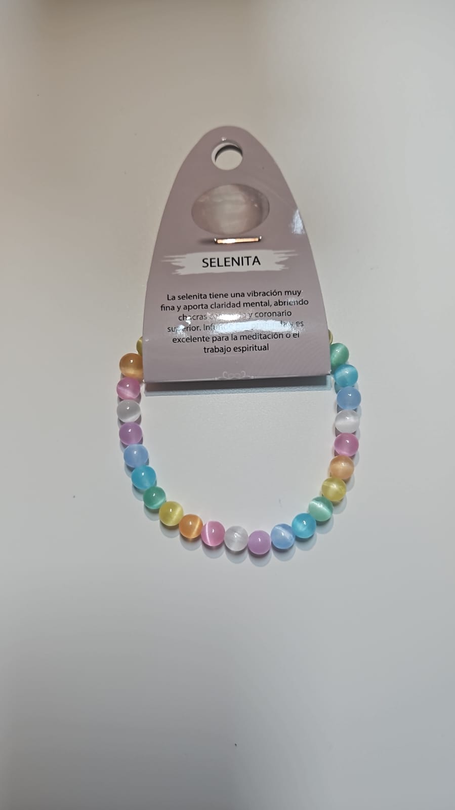 Pulsera Selenita Arcoiris 6 mm JoyeriamineralespulserasTienda esotérica Málaga - La Tienda de Tata Magic: tienda Esotérica en Málaga