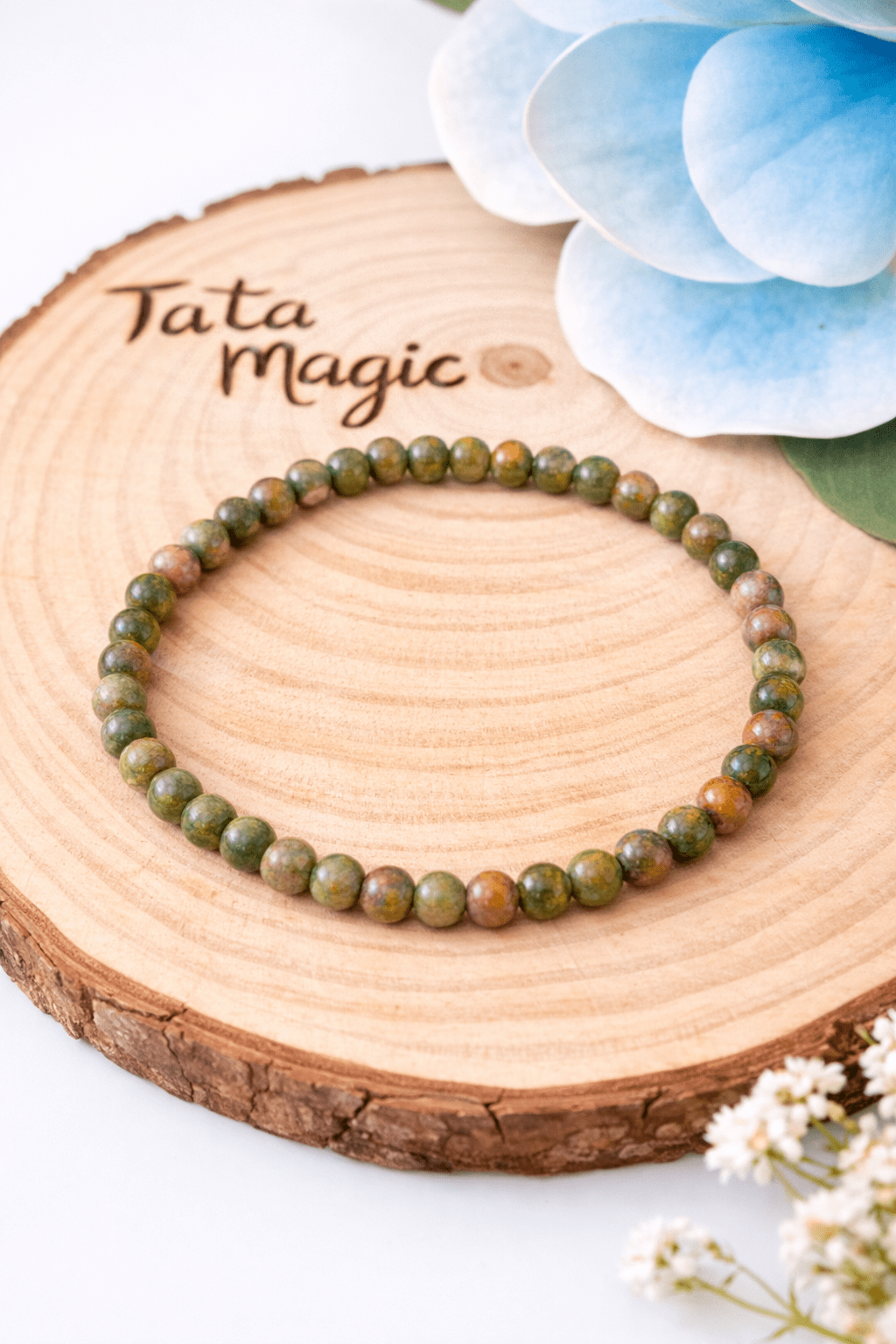 Pulsera de Unakita 4mm - Sanación emocional y Equilibrio Interior Pulseras de MineralesTienda esotérica Málaga - La Tienda de Tata Magic: tienda Esotérica en Málaga