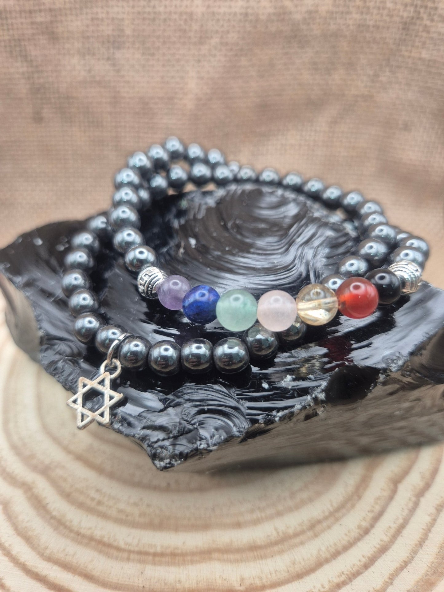 Pulseras Hematite 7 chacras y Hematite - Equilibrio, Fuerza y alineación energética JoyeriamineralespulserasTienda esotérica Málaga - La Tienda de Tata Magic: tienda Esotérica en Málaga