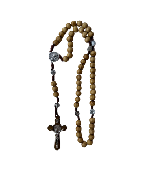 Rosario San Benito Madera Natural (Pasado por Agua Bendita)