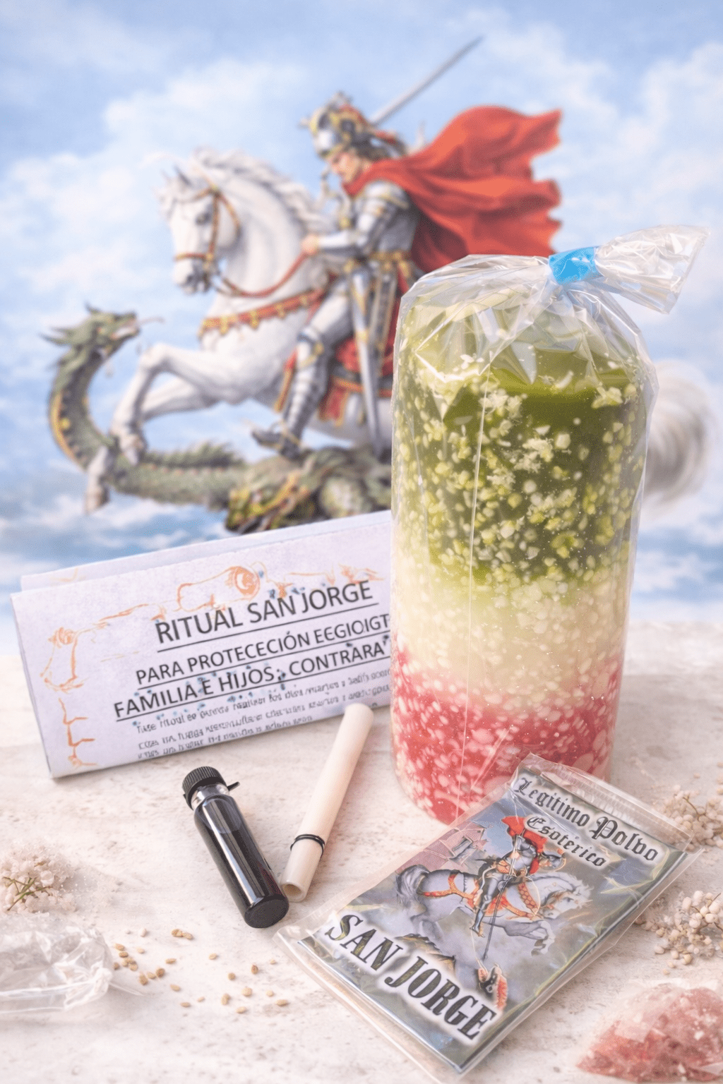 Velón San Jorge · Ritual de Protección para Hogar, Familia e Hijos Velones RitualesTienda esotérica Málaga - La Tienda de Tata Magic: tienda Esotérica en Málaga
