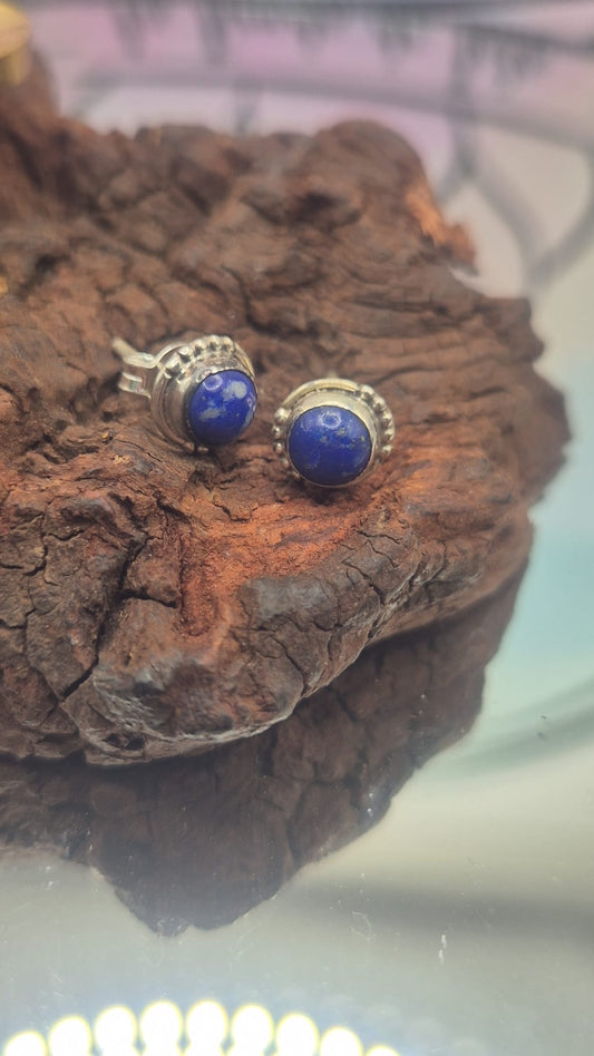 Pendientes Plata 925 Lapislázuli Redondos