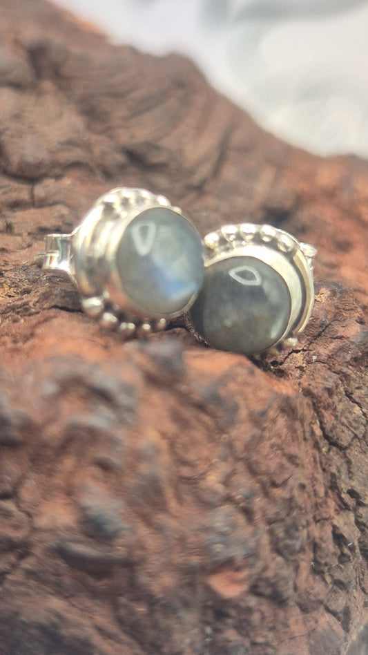 Pendientes Plata 925 Labradorita Redondos