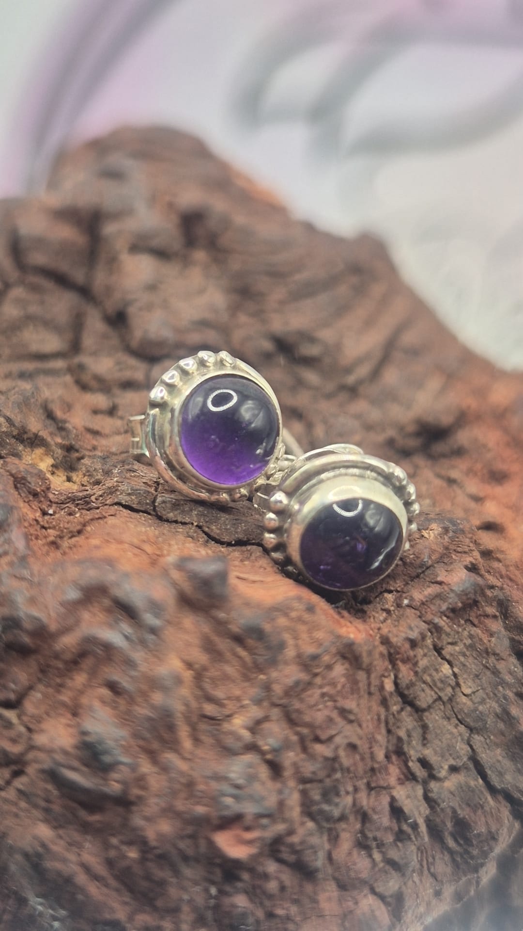 Pendientes Plata 925 Amatista Redondos