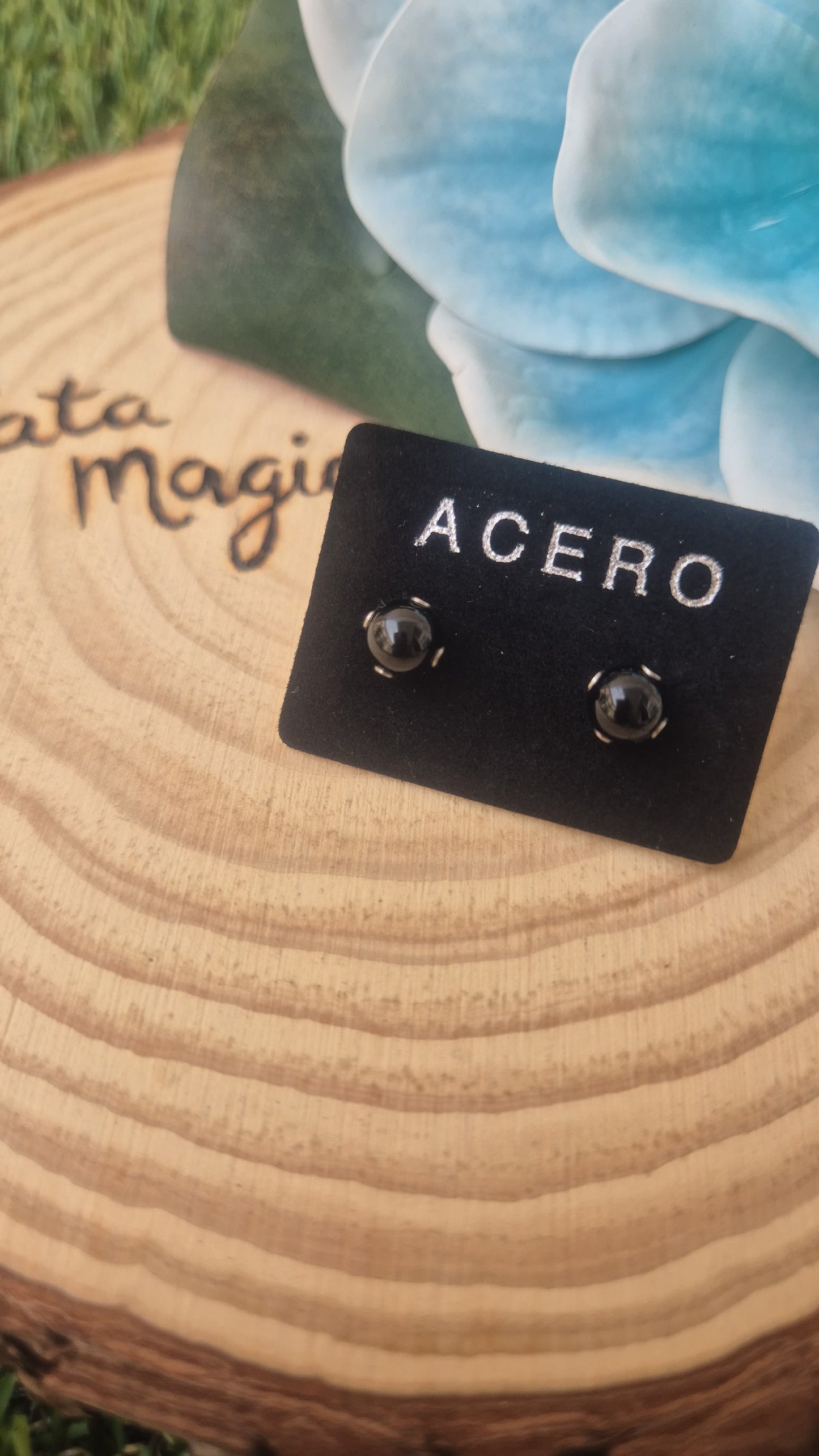 Pendientes turmalina acero