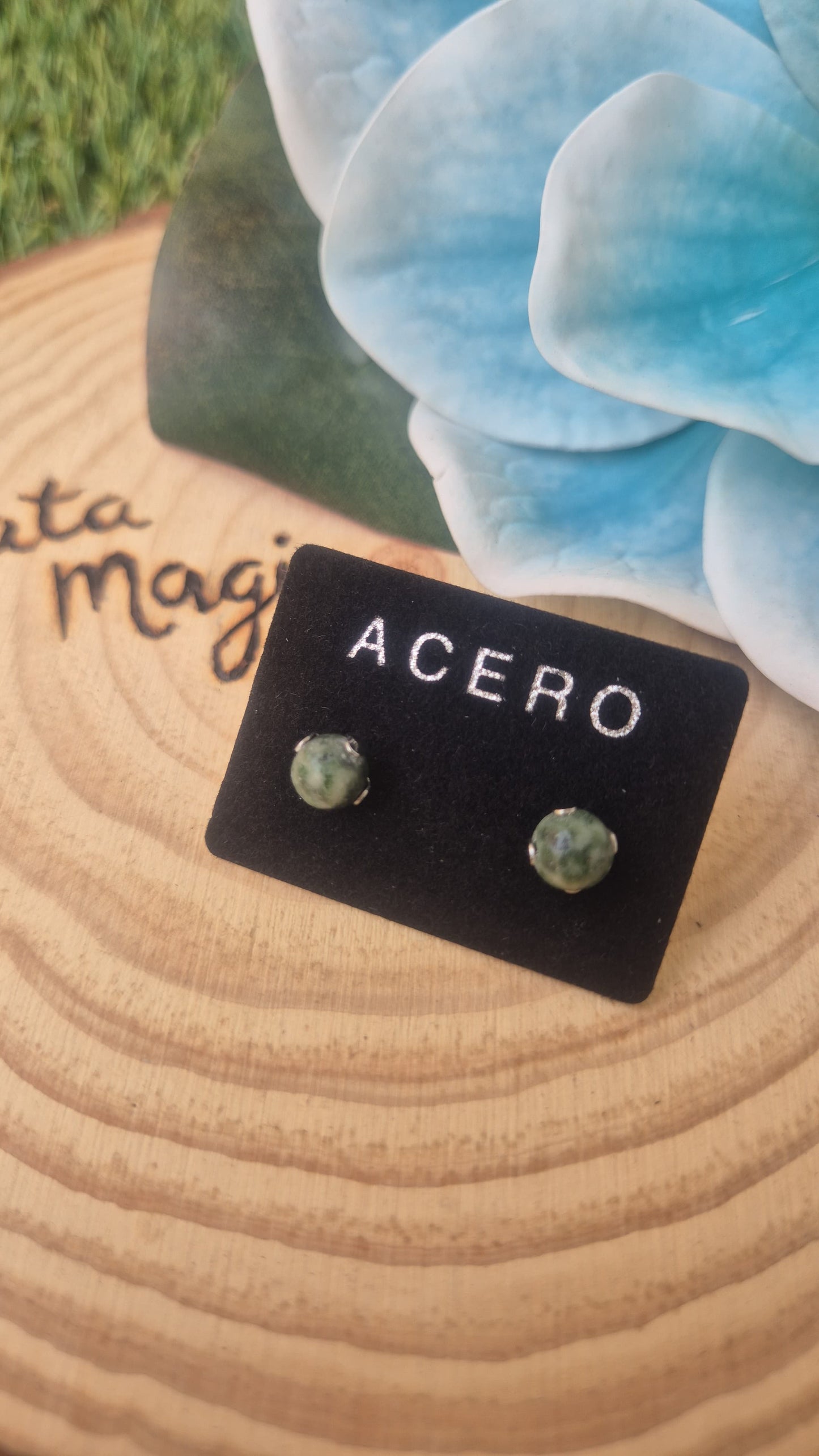 Pendientes agata árbol acero