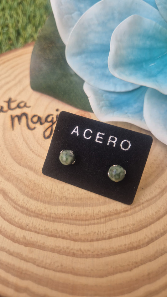 Pendientes agata árbol acero