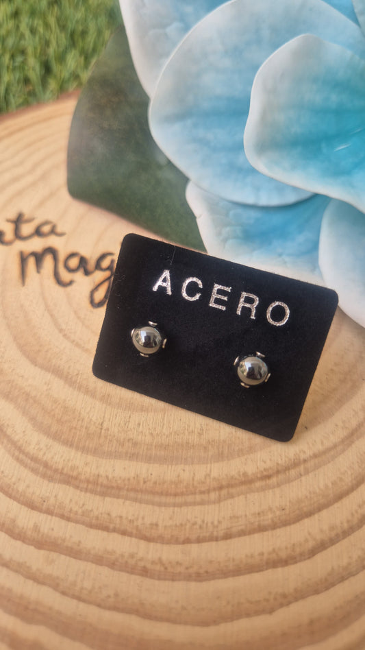 Pendientes hematite acero