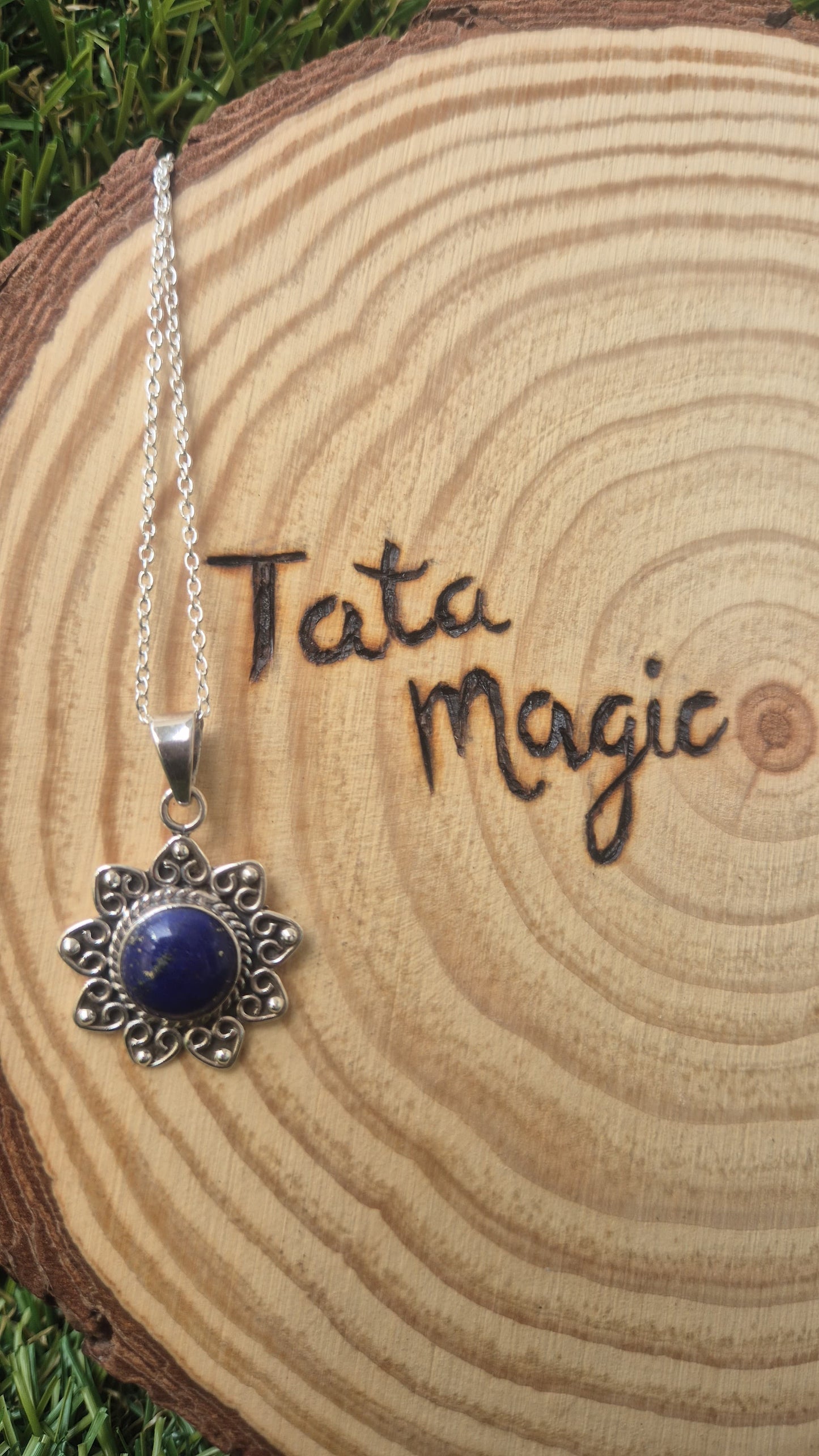 Colgante lapislázuli plata com cadena consagrado