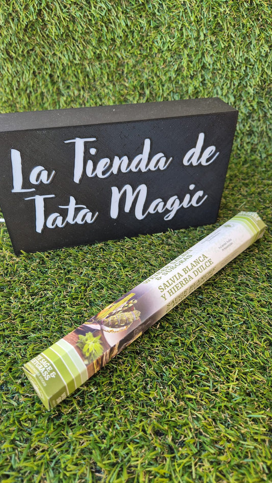 Incienso Hexagonal Salvia Blanca y Hierba Dulce de Green Tree - Limpieza y Protección