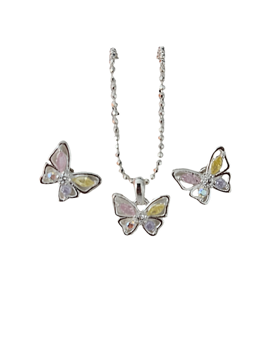 Kit Mariposas Rosa - Plata 925