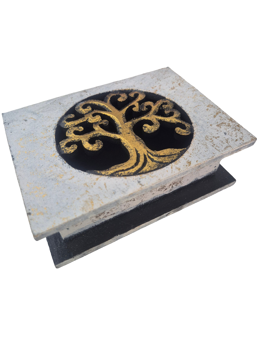 Caja Madera Árbol de la Vida Dorada