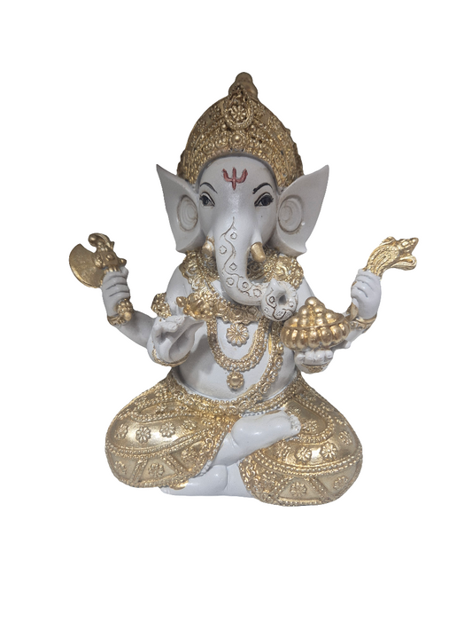 Figura - Ganesha Blanca Dorada