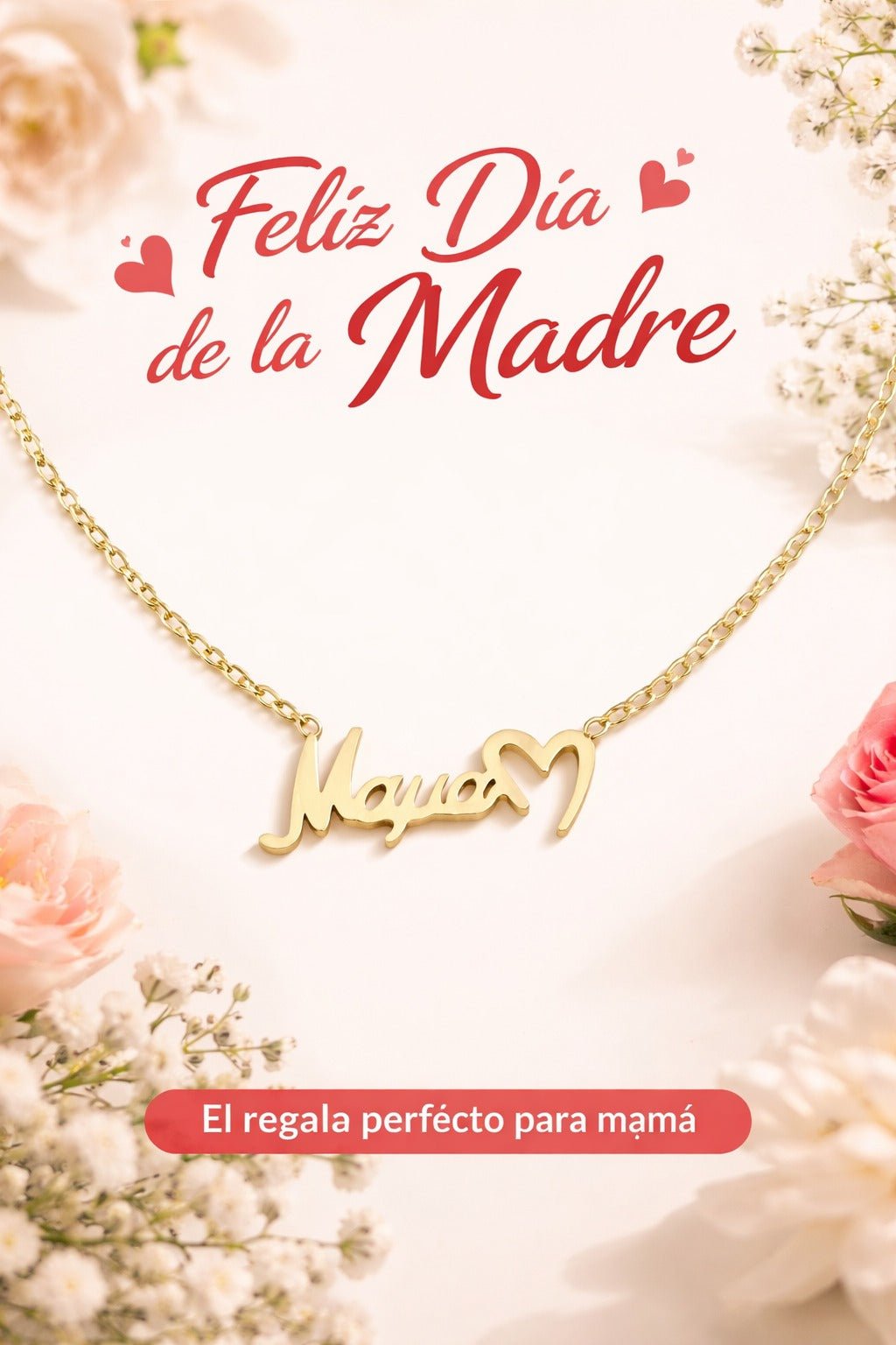 Colgante Mamá Acero Dorado con Corazón – Regalo Día de la Madre JoyeríaTienda esotérica Málaga - La Tienda de Tata Magic: tienda Esotérica en Málaga