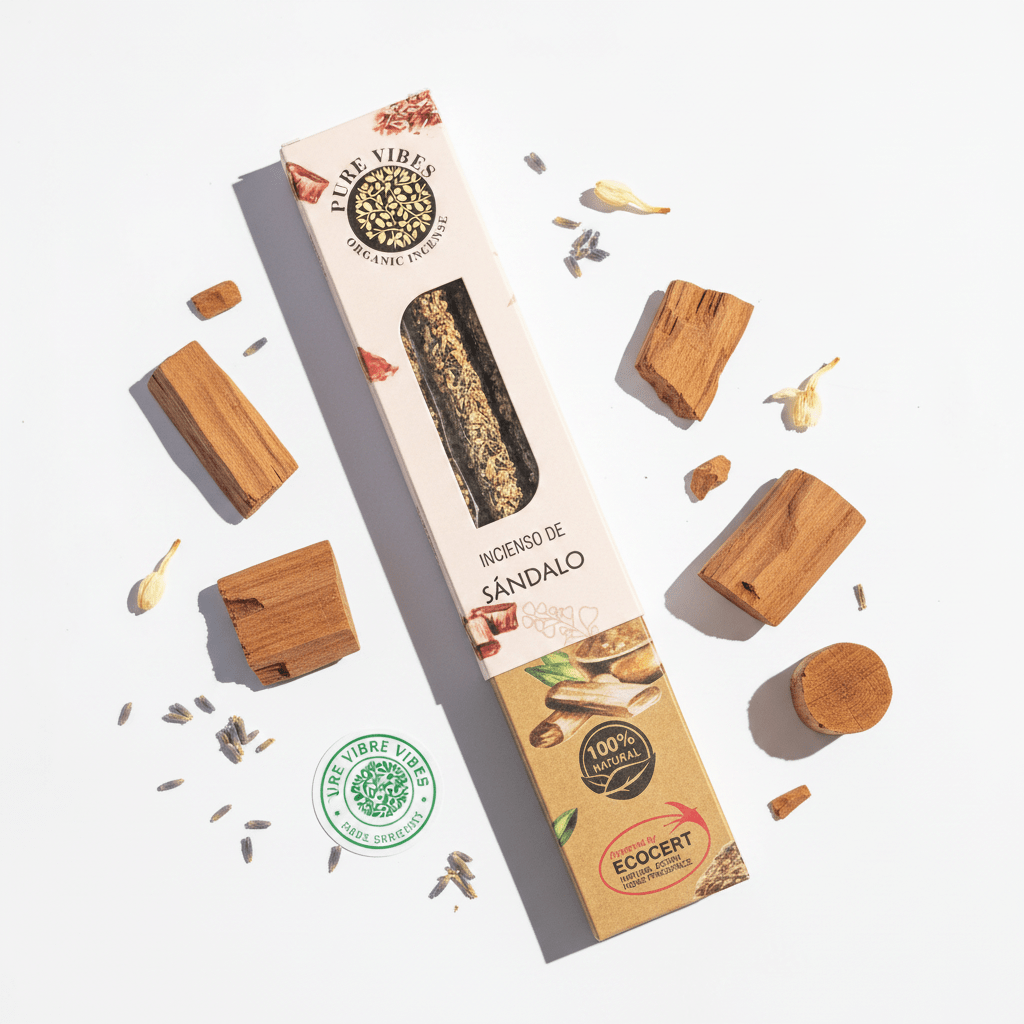 Incienso Sándalo Pure Vibes — 100% Natural Certificado Ecocert Incienso varillasTienda esotérica Málaga - La Tienda de Tata Magic: tienda Esotérica en Málaga