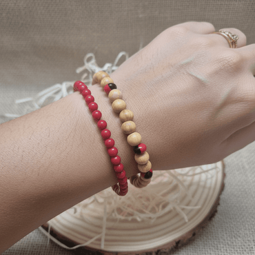 Pack Pulseras Protección Africana huayruro con palo santo y coral rojo bambú consagrada Joyería / PulserasTienda esotérica Málaga - Tata Magic: tienda Esotérica en Málaga