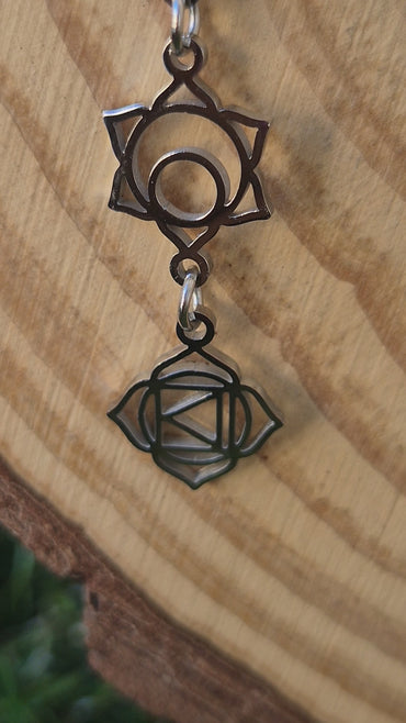 Colgante 7 Chakras en Acero Dorado Activación Kundalini