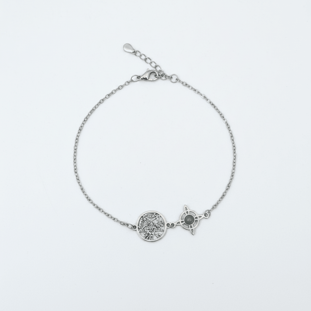 Pulsera Acero Doble Protección Aventurina Verde Consagrada Joyería / PulserasTienda esotérica Málaga - Tata Magic: tienda Esotérica en Málaga