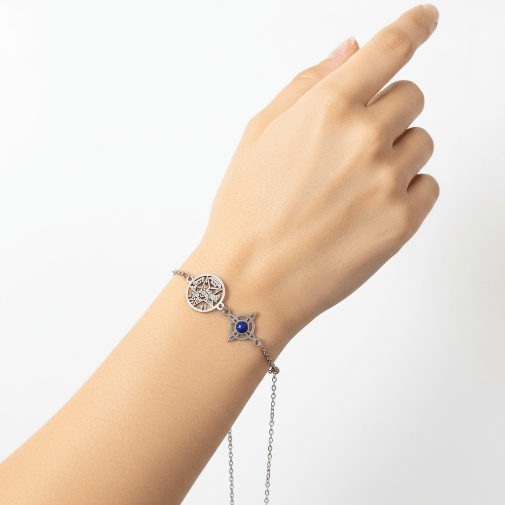 Pulsera Acero Doble Protección Lapislazuli Consagrada Joyería / PulserasTienda esotérica Málaga - Tata Magic: tienda Esotérica en Málaga