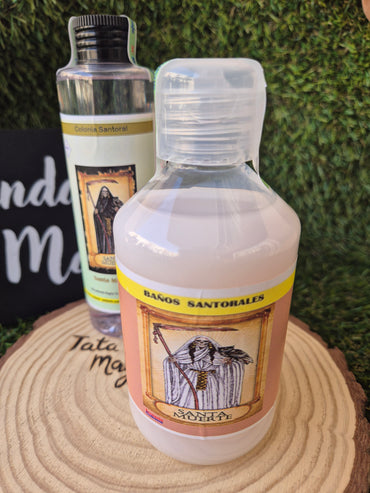 Pack Colonia + Baño Santa Muerte - Santería Cubana para Protección, Justicia y Limpieza Energética Ritualizado según la Tradición Afro Cubana