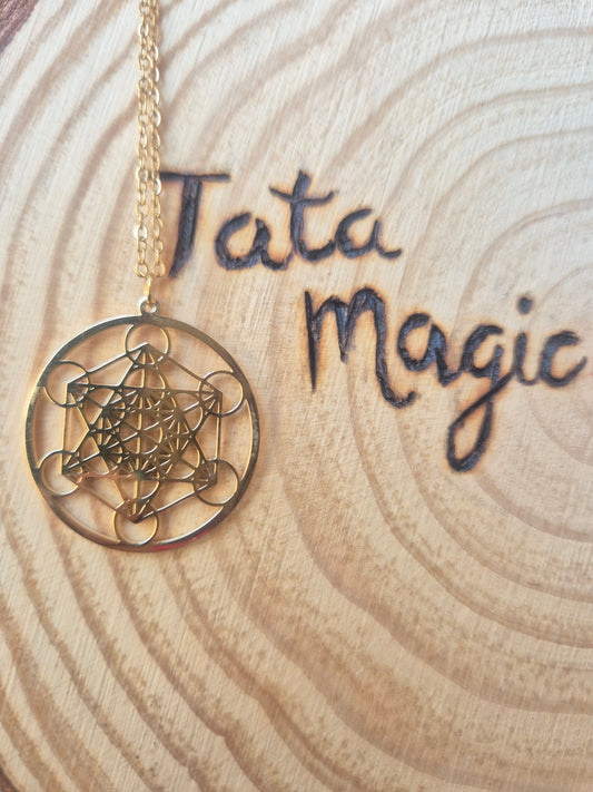 Colgante Metatrón acero dorado