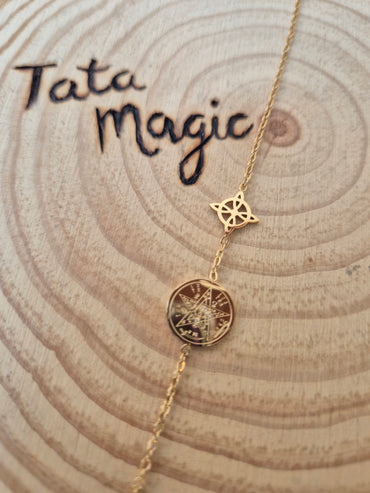 Pulsera Doble Protección Nudo de Bruja con Tetragrammaton en Acero Consagrado Serigrafiado