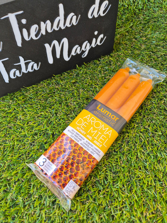 Pack de 3 Velas de Miel Bujía - Rituales de Abundancia y Energía Positiva