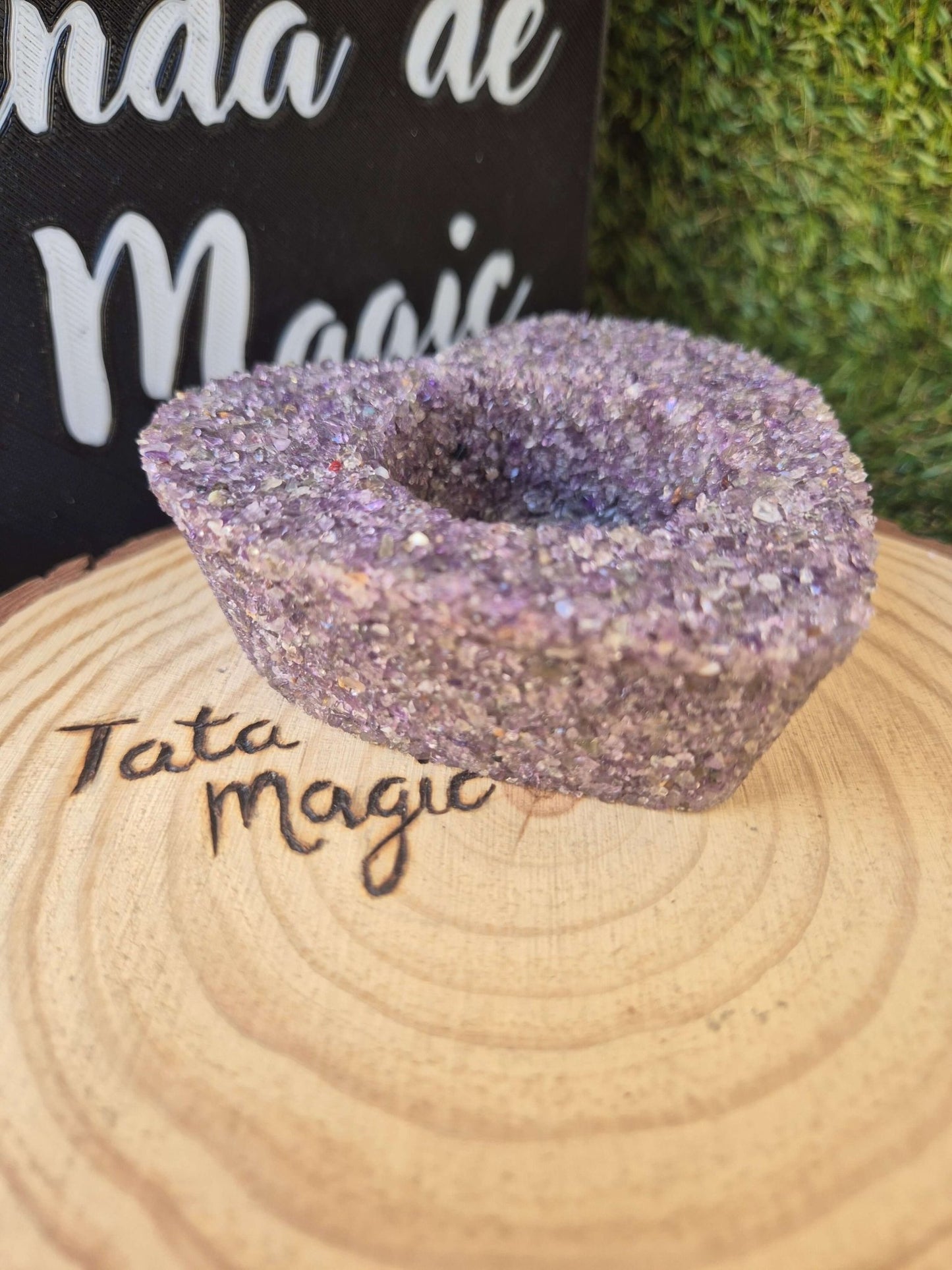 Portavelas Corazón de Amatista - Amor, Calma Y Energía Espiritual VelasTienda esotérica Málaga - La Tienda de Tata Magic: tienda Esotérica en Málaga