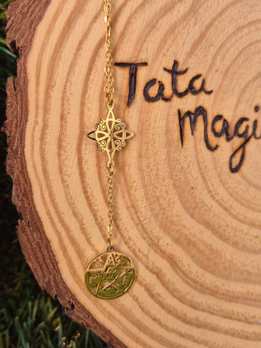 Colgante Doble Protección Nudo de Bruja con Tetragrammaton de Acero Consagrado