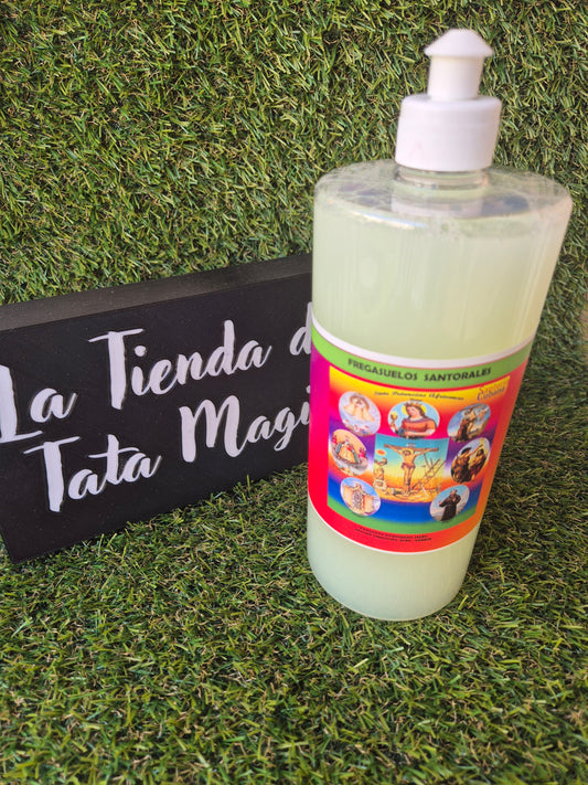 Friegasuelos Santorales 7 Potencias Africanas 1 Litro con Hierbas - Limpieza Espiritual, Protección y Prosperidad Ritualizado según la Tradición Afro Cubana