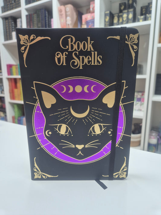 Libreta de Hechizos "Book of spells" con Gato Místico- Diario Mágico y Libro de Sombras