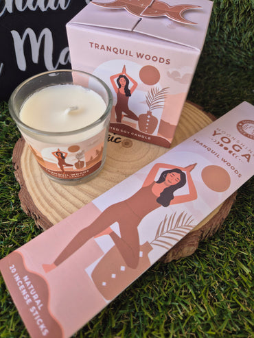 Pack Vela Soja + Incienso de Regalo Tranquil Woods- Paz y Equilibrio Natural Song Of India