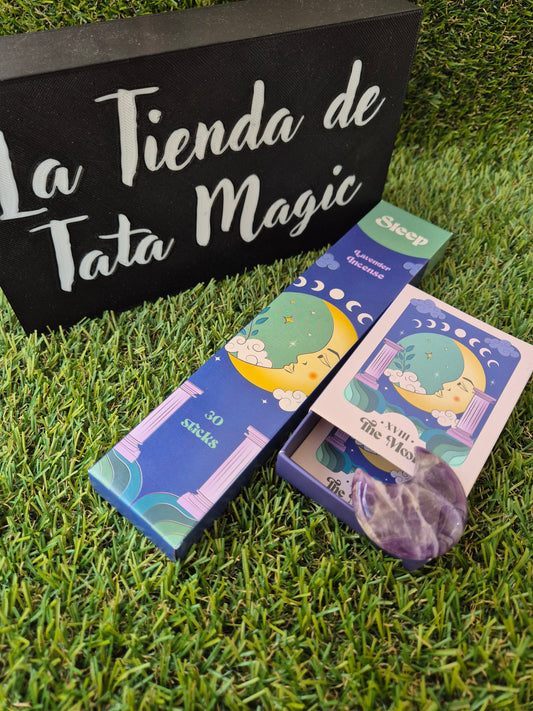 Pack Incienso + Mineral de Amatista Luna - Limpieza Energética y Calma