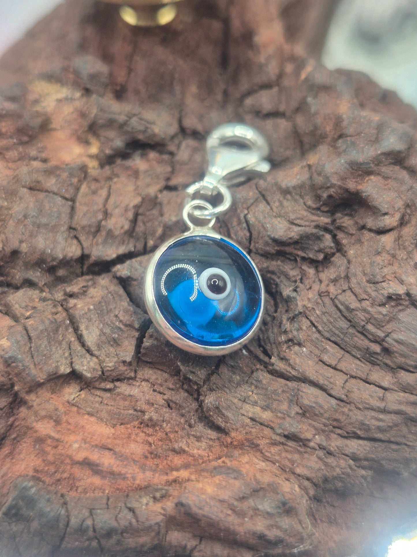 Enganche Para Pulsera de Plata 925 Consagrado Ojo Turco Azul Claro