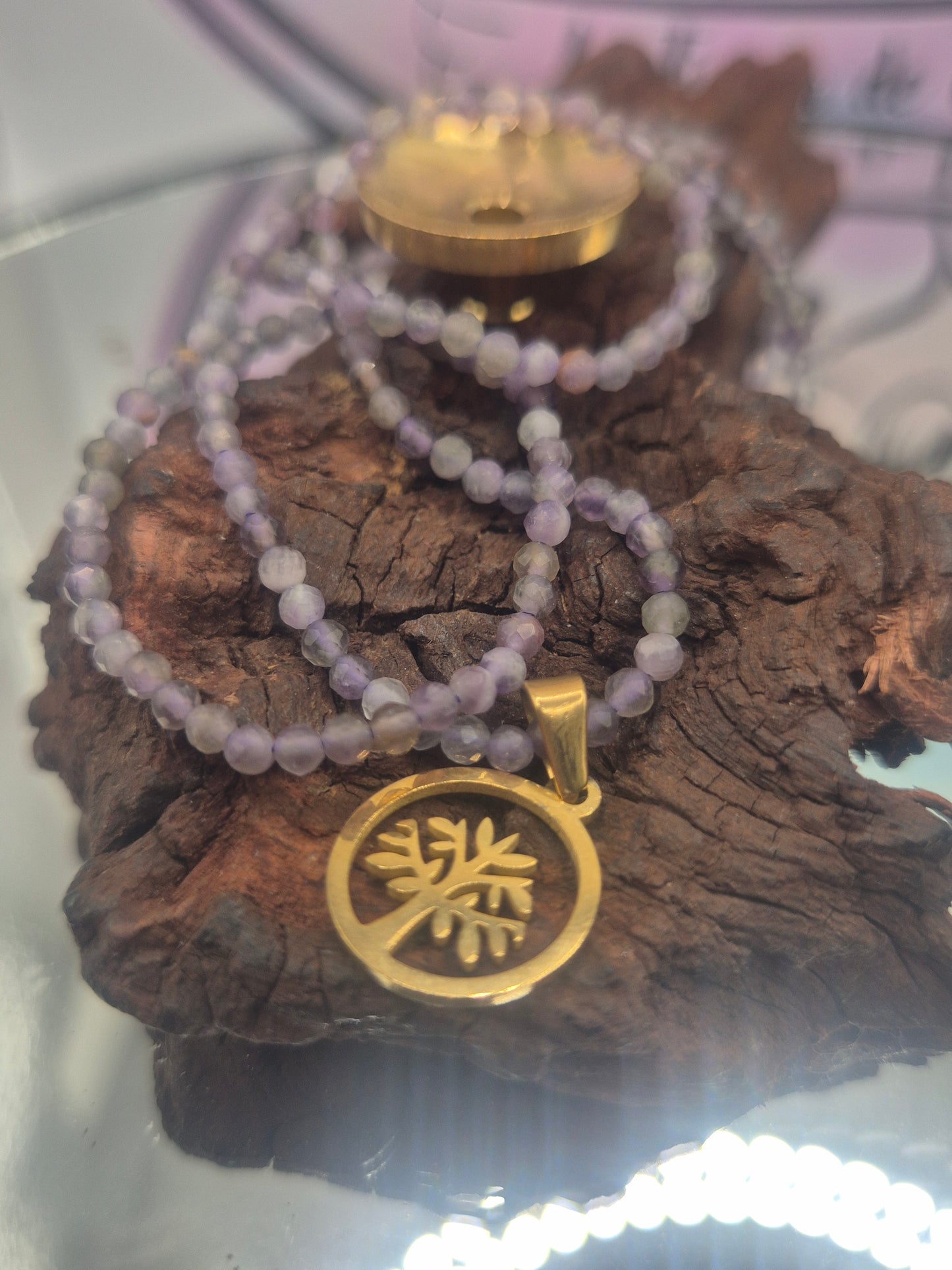 Collar Mineral Amatista Facetado