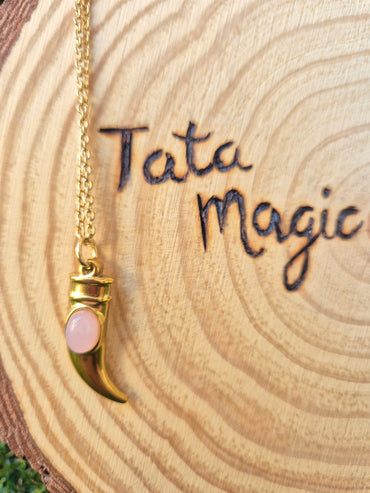 Colgante Cuerno de La Abundancia Con Mineral Acero Consagrado - Protección y Prosperidad