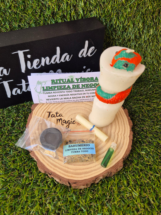 Velón Víbora de 7 Llaves - Ritual de Negocio, Tumba, Revienta Todo Trabajo, Makumba, Magia Negra y Energía Negativa en tu Comercio.Protección