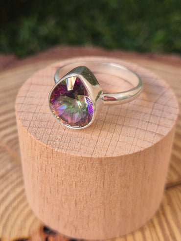 Anillo Topacio Místico Plata Ajustable - Activación Cuántica Abre Caminos