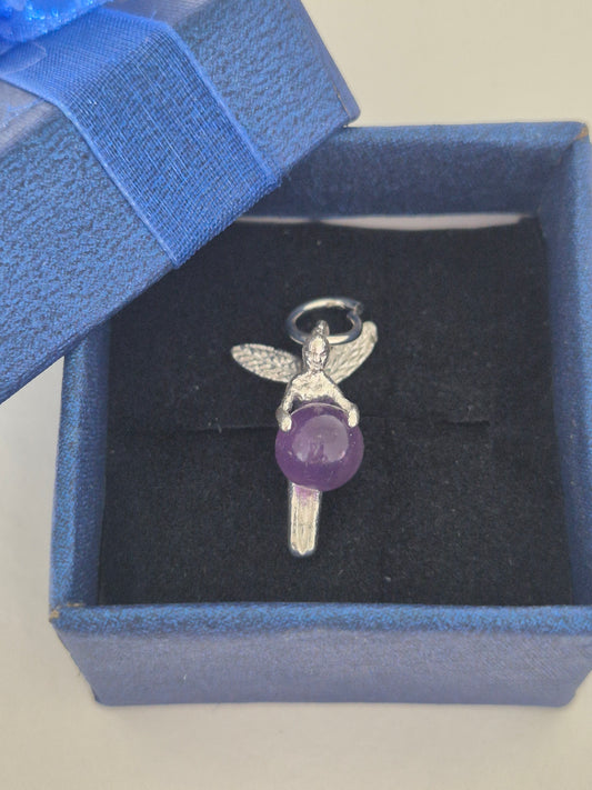 Colgante Hada Amatista Plata 925 (Sin Cadena)