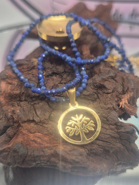 Collar Mineral Lapislázuli Facetado