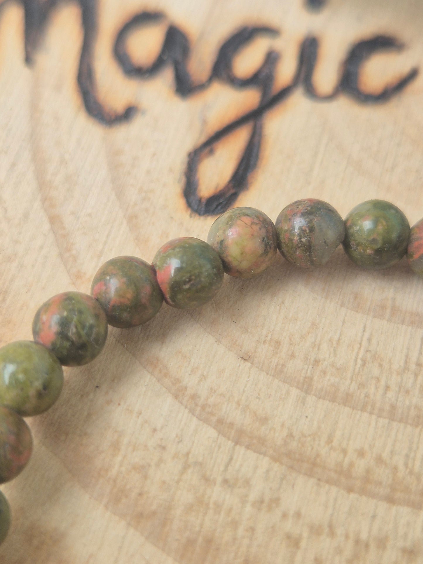 Pulsera de Unakita 4mm- Sanación emocional y Equilibrio Interior